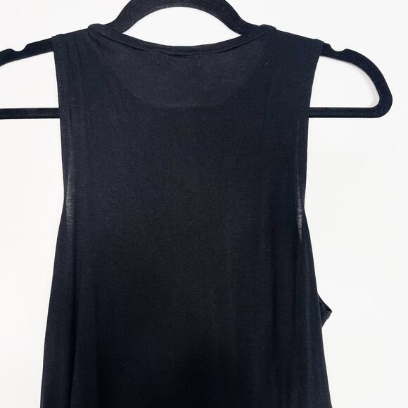 Leith XSmall XS Black High Low Hem Mixed Media Tank Top Crew Neck Sleeveless - Picture 5 of 8